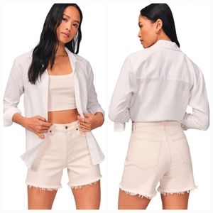 Abercrombie & FitchHigh-Rise Dad Shorts, Women's, White, Size 34